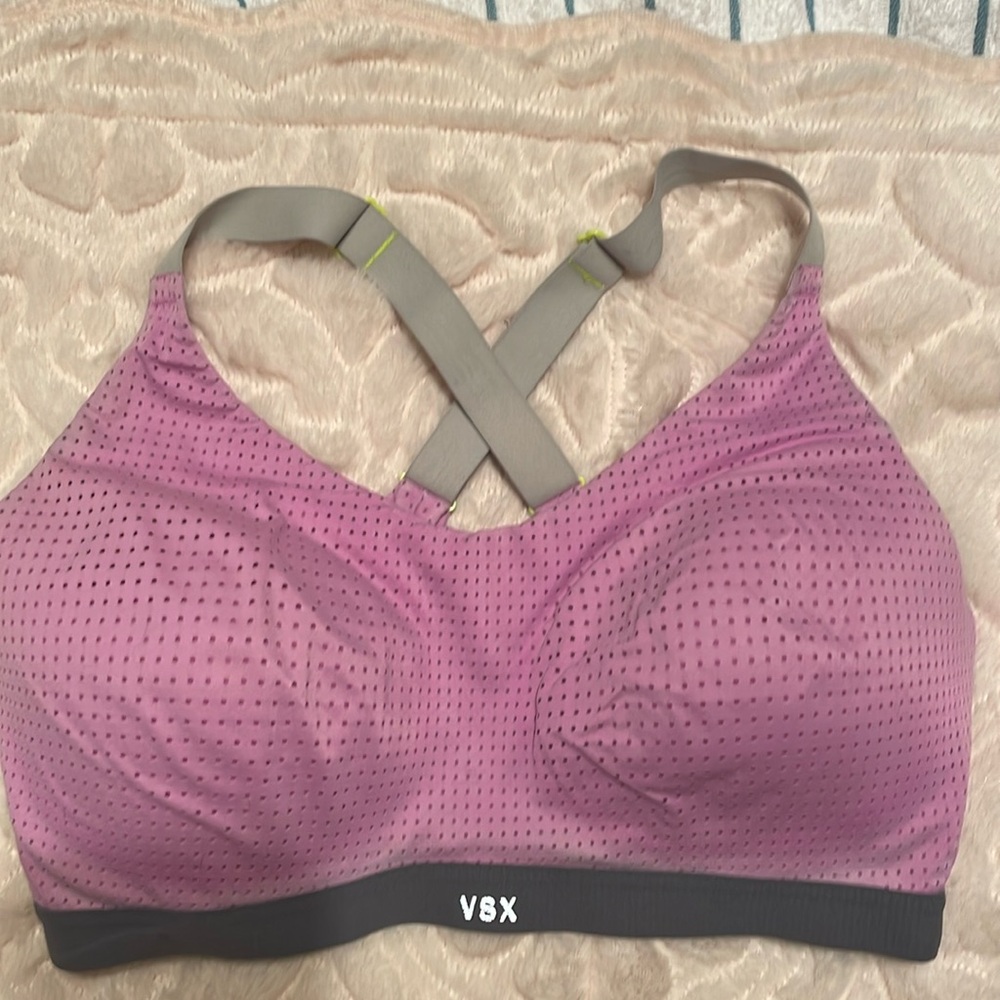Victorias Secret VSX Sports Bras Lot of 2 34DD Purple and White